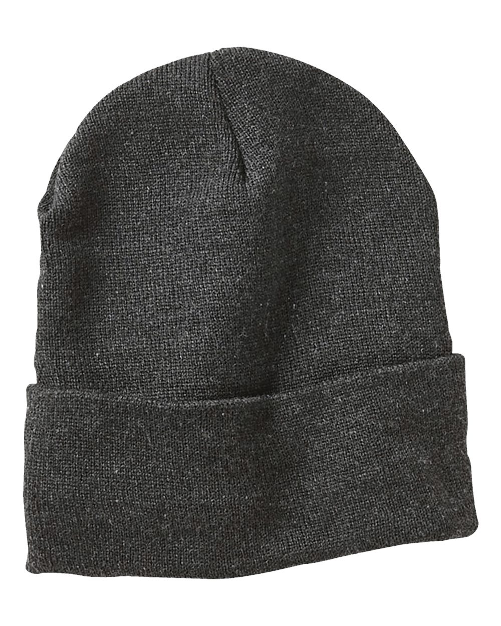 Front View of Heather Charcoal 12" Sherpa Lined Cuffed Beanie - SP12SL