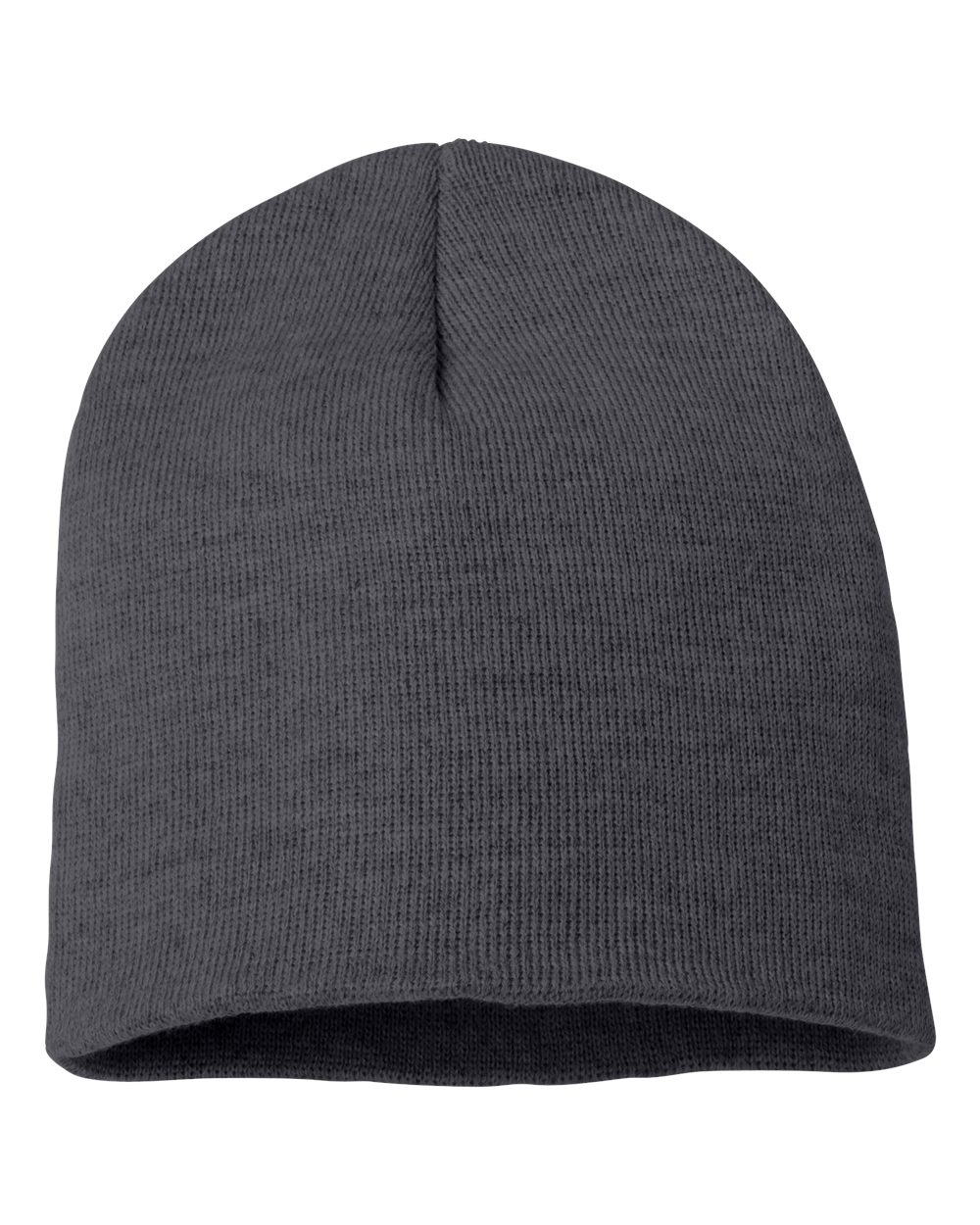 Front View of Heather Charcoal 8" Beanie - SP08