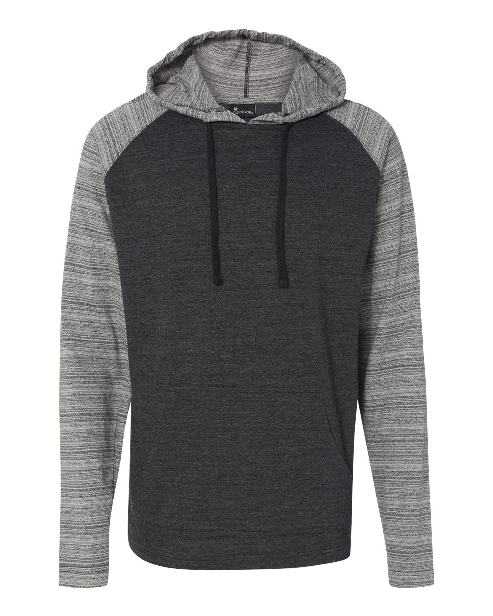 Heather Charcoal/ Charcoal Stripe Yarn-Dyed Hooded Raglan T-Shirt - 8127