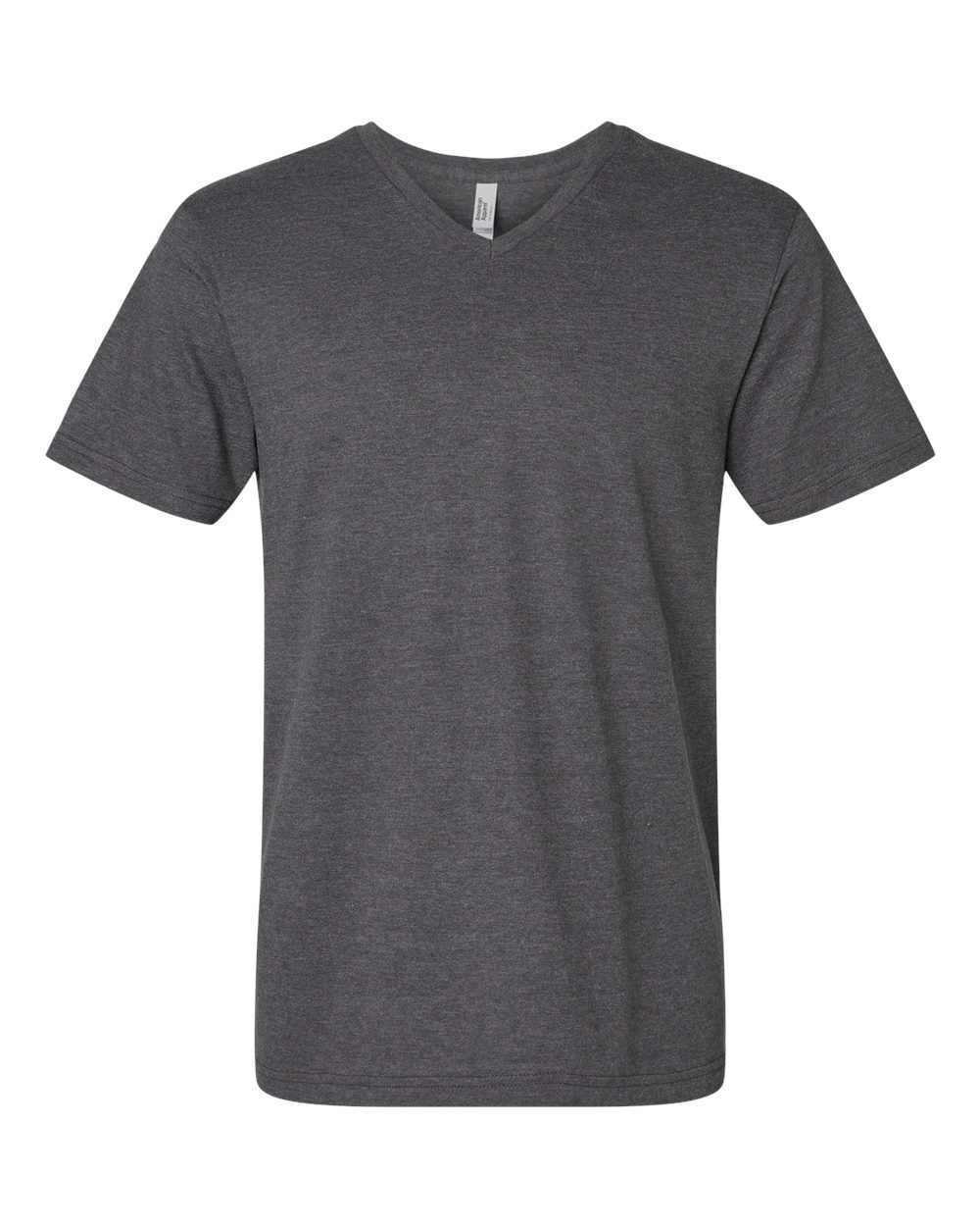 Front View of Heather Charcoal CVC V-Neck Tee - 2006CVC