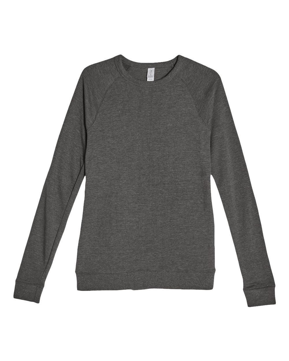 Front View of Heather Charcoal French Terry Crewneck Sweatshirt - LS13004