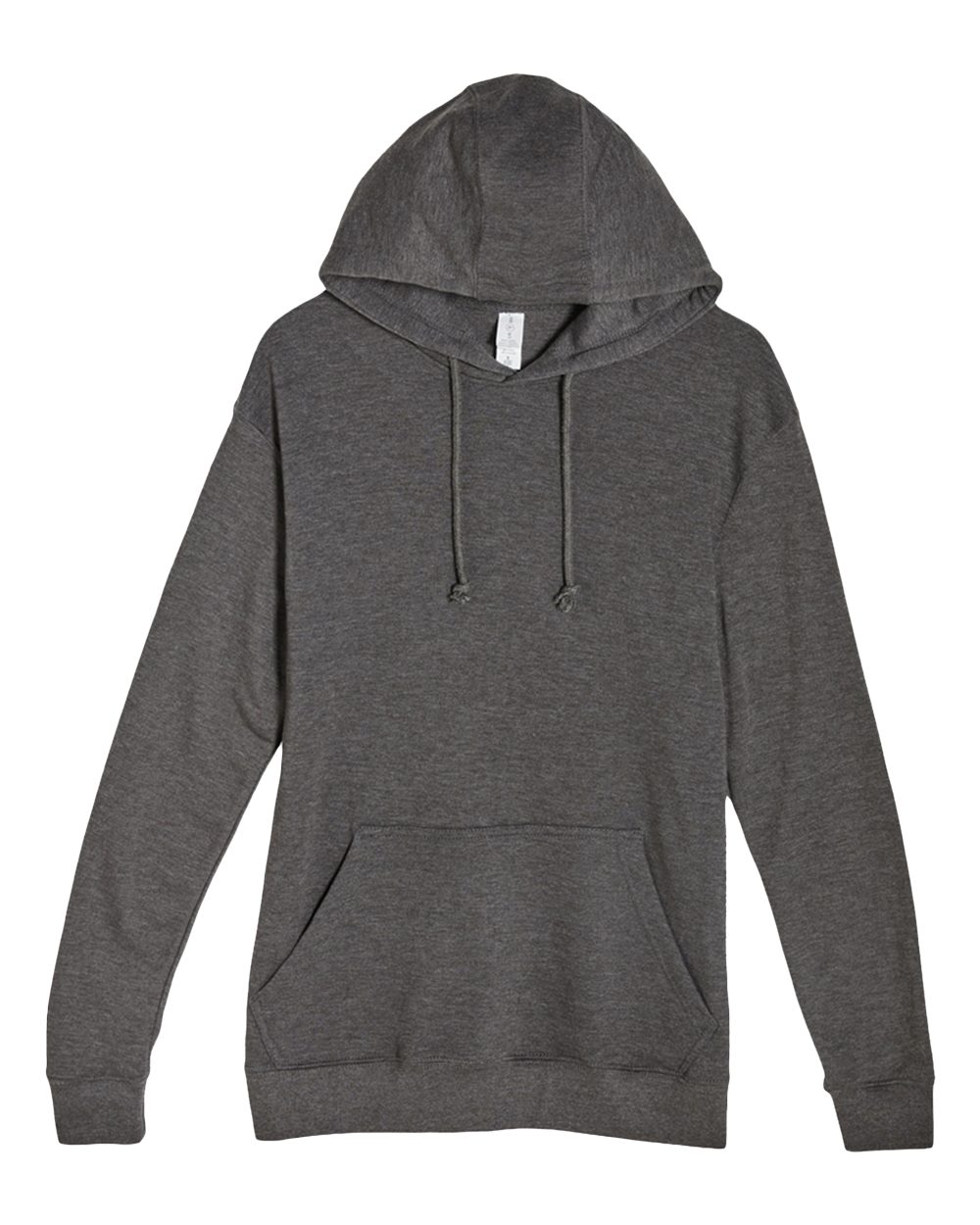 Front View of Heather Charcoal French Terry Pullover Hooded Sweatshirt - LS13001