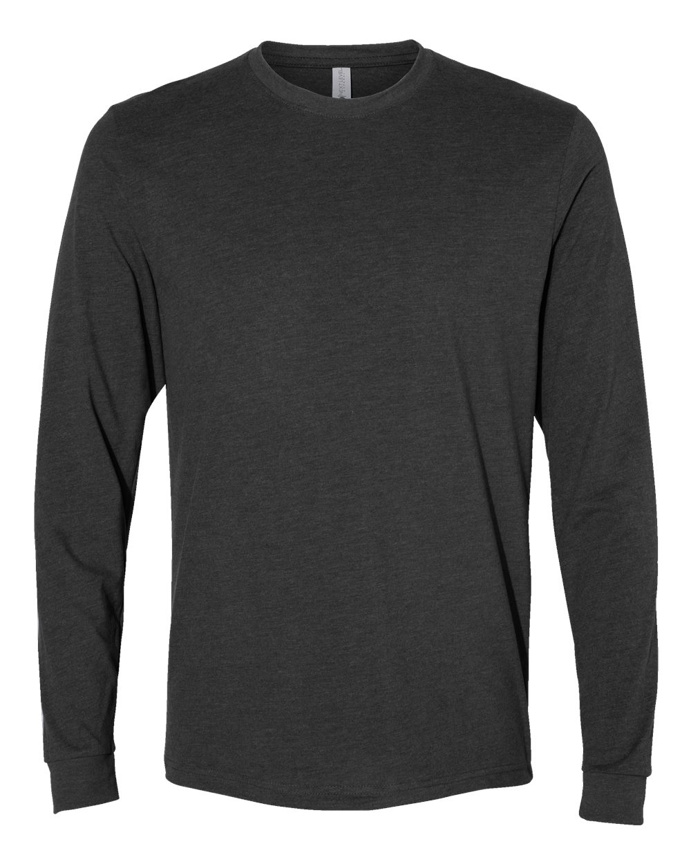 Front View of Heather Charcoal Sueded Long Sleeve T-Shirt - 6411