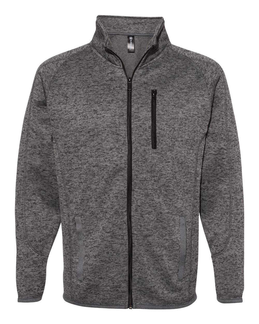 Front View of Heather Charcoal Sweater Knit Jacket - 3901