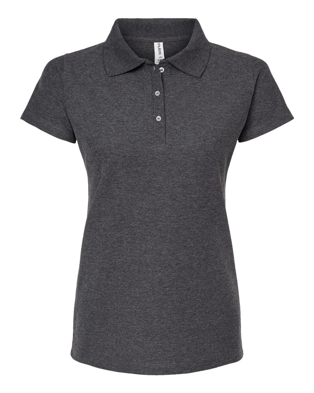 Front View of Heather Charcoal Women&#39;s 50/50 Sport Pique Polo - 401