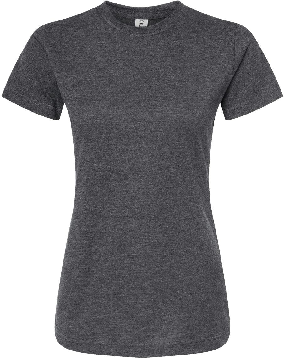 Front View of Heather Charcoal Women&#39;s Fine Jersey Classic Fit T-Shirt - 216