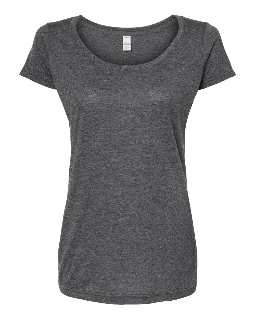 Front View of Heather Charcoal Women&#39;s Poly-Rich Scoop Neck T-Shirt - 243