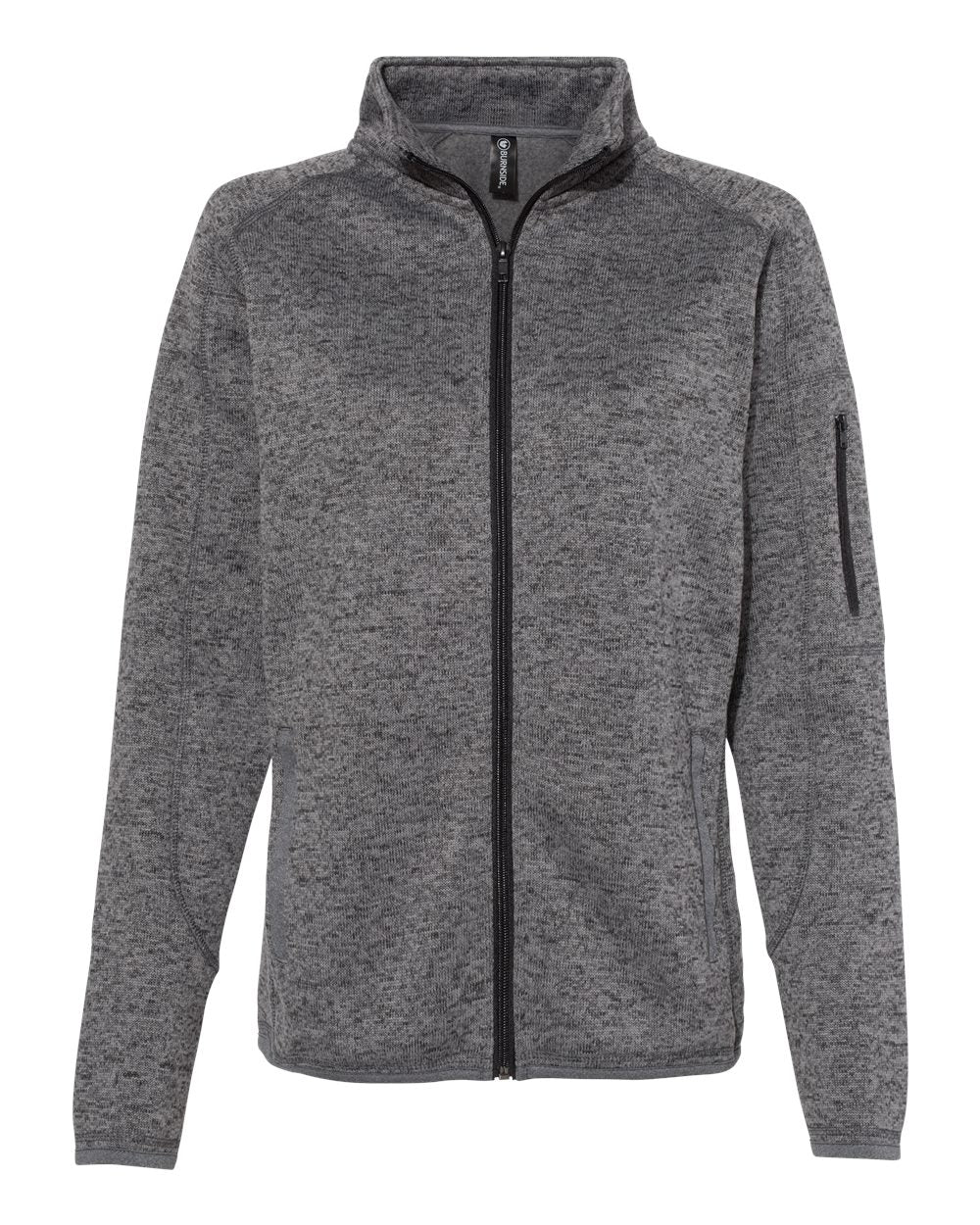 Front View of Heather Charcoal Women&#39;s Sweater Knit Jacket - 5901
