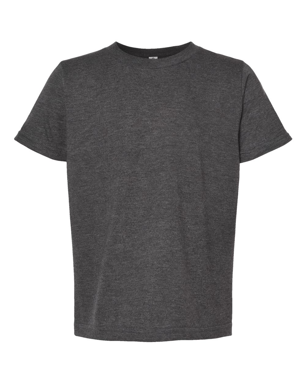 Front View of Heather Charcoal Youth Fine Jersey T-Shirt - 235