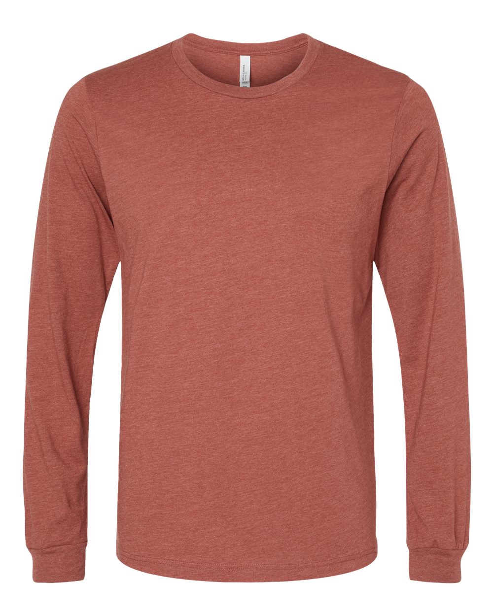 Front View of Heather Clay Heather CVC Long Sleeve Tee - 3501CVC