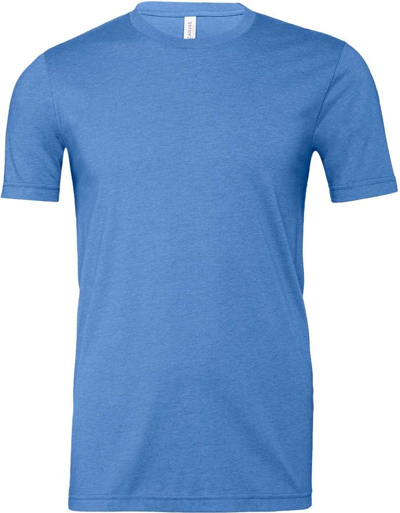 Front View of Heather Columbia Blue CVC Jersey Tee - 3001CVC