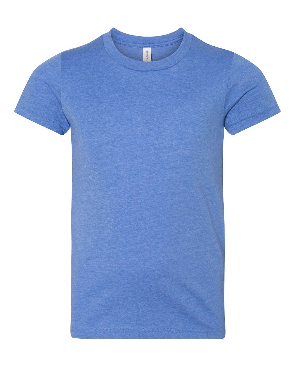 Front View of Heather Columbia Blue Youth CVC Jersey Tee - 3001YCVC