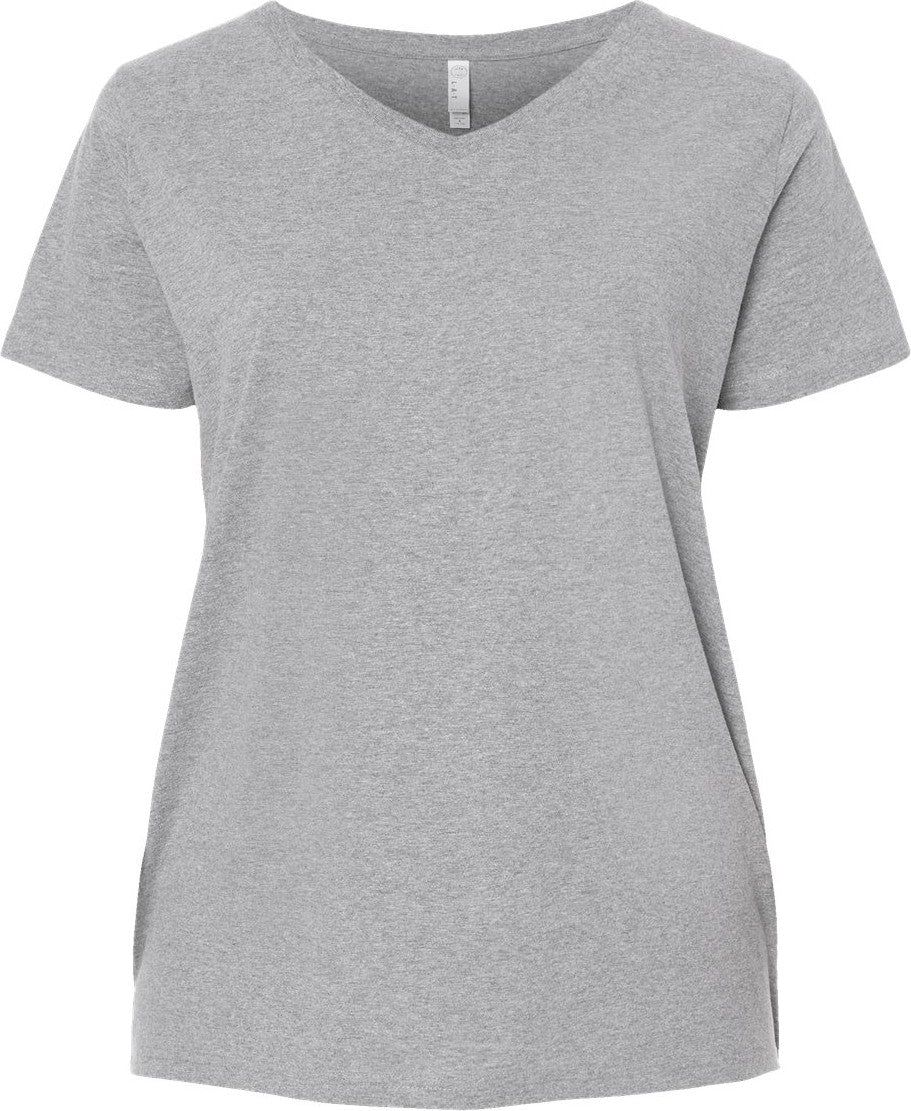 Front View of Heather Curvy Collection Women's Fine Jersey V-Neck Tee - 3817