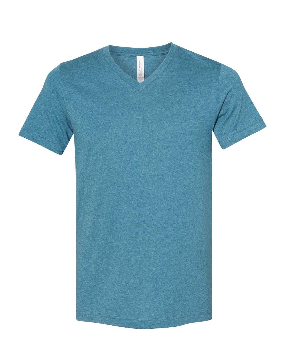 Front View of Heather Deep Teal Heather CVC V-Neck Tee - 3005CVC