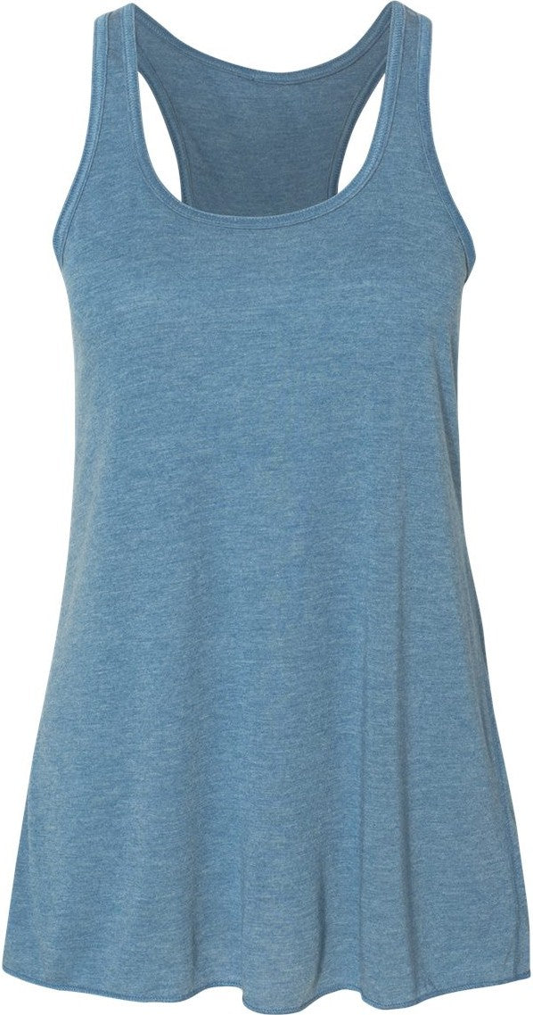 Front View of Heather Deep Teal Women's Flowy Racerback Tank - 8800