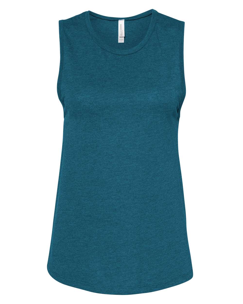 Front View of Heather Deep Teal Women's Jersey Muscle Tank - 6003
