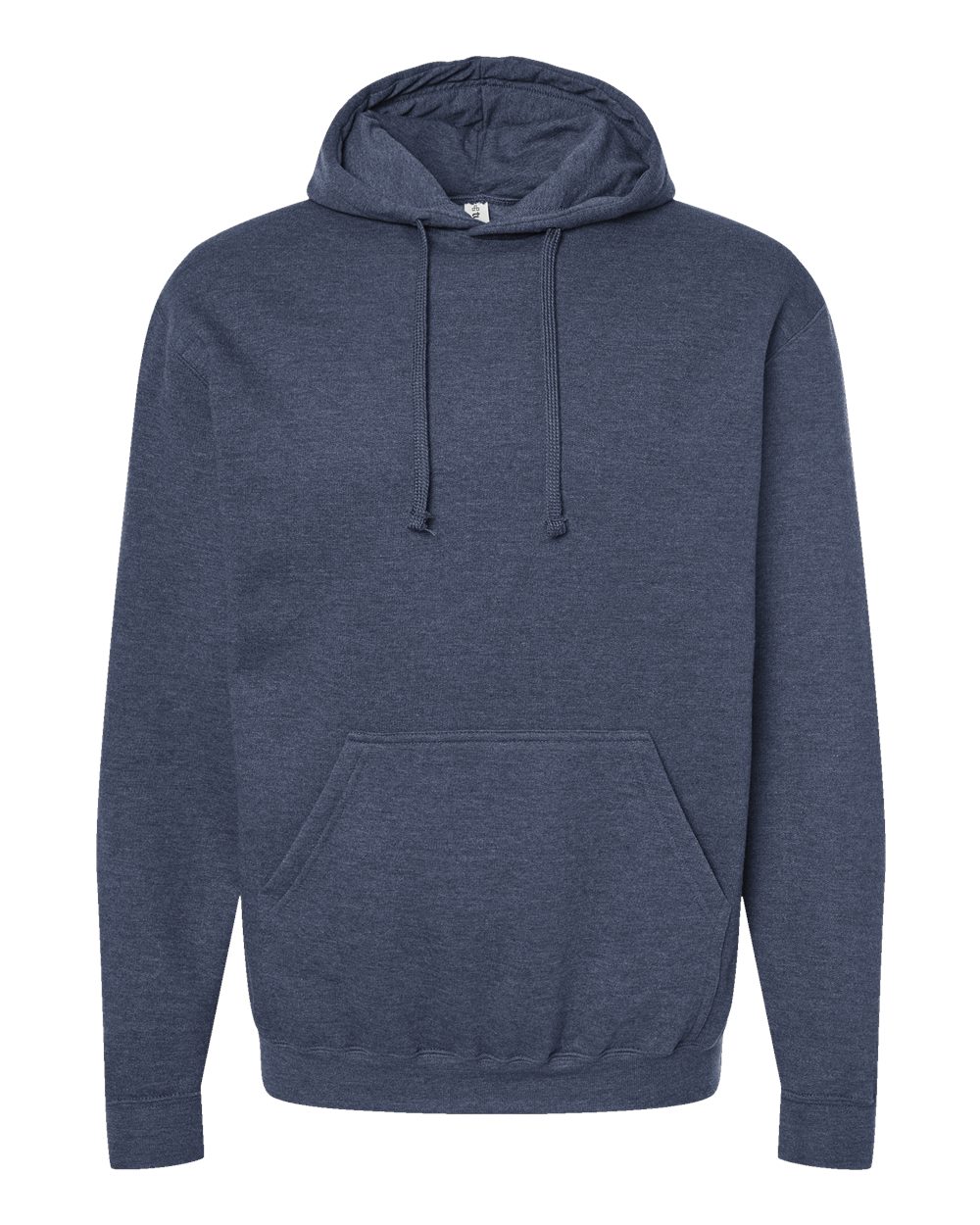Front View of Heather Denim Fleece Hooded Sweatshirt - 320