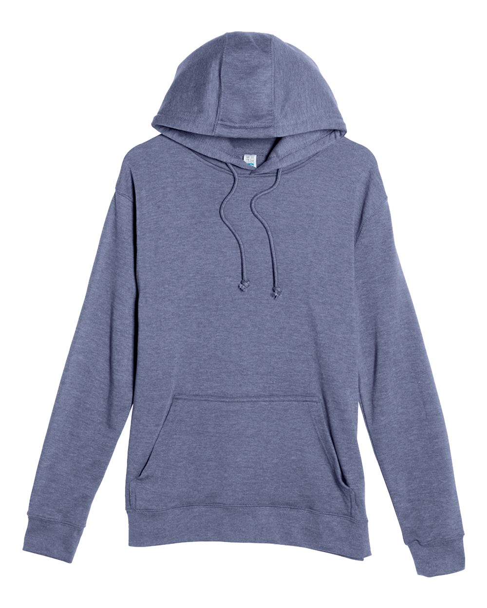 Front View of Heather Denim French Terry Pullover Hooded Sweatshirt - LS13001