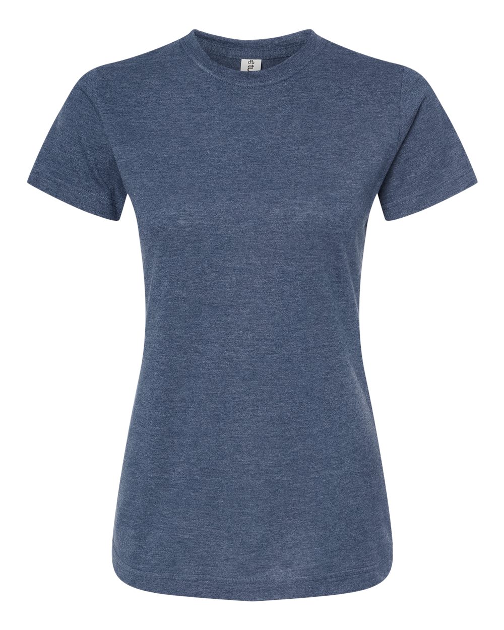 Front View of Heather Denim Women&#39;s Fine Jersey Classic Fit T-Shirt - 216