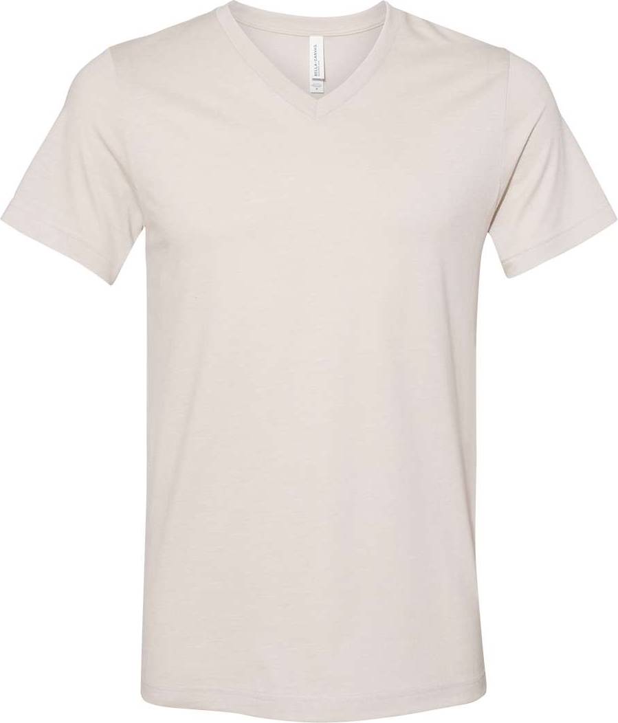 Front View of Heather Dust Heather CVC V-Neck Tee - 3005CVC
