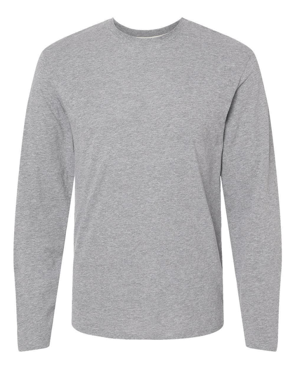Front View of Heather Fine Jersey Long Sleeve Tee - 6918