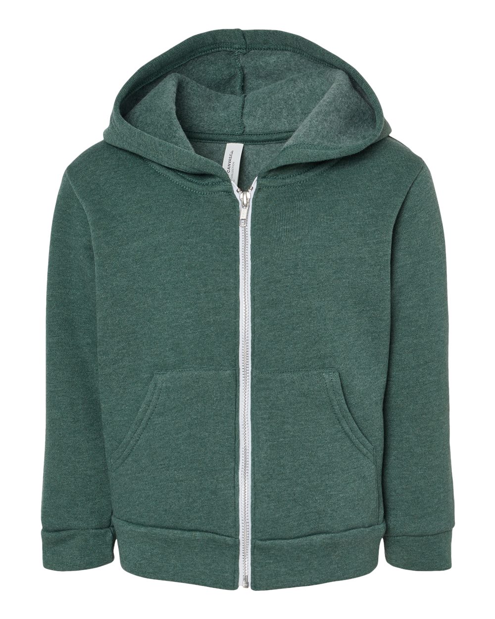Front View of Heather Forest Toddler Sponge Fleece Full-Zip Hoodie - 3739T