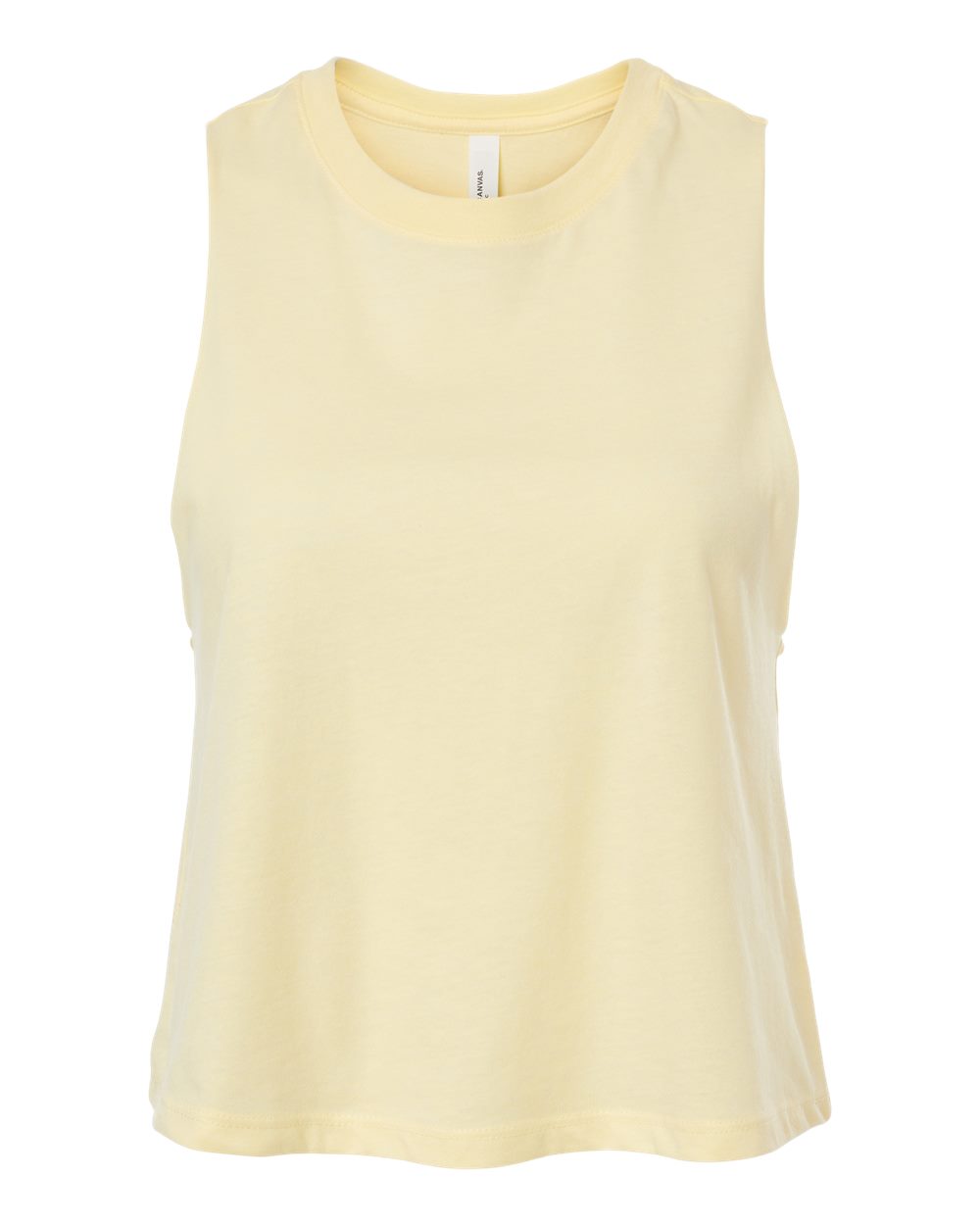 Front View of Heather French Vanilla Women&#39;s Racerback Crop Tank - 6682
