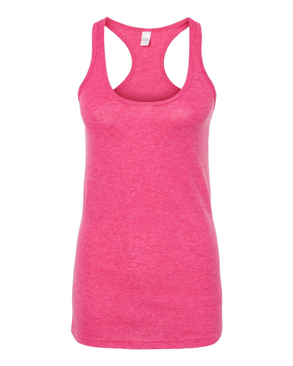 Front View of Heather Fuchsia Women&#39;s Poly-Rich Racerback Tank Top - 190