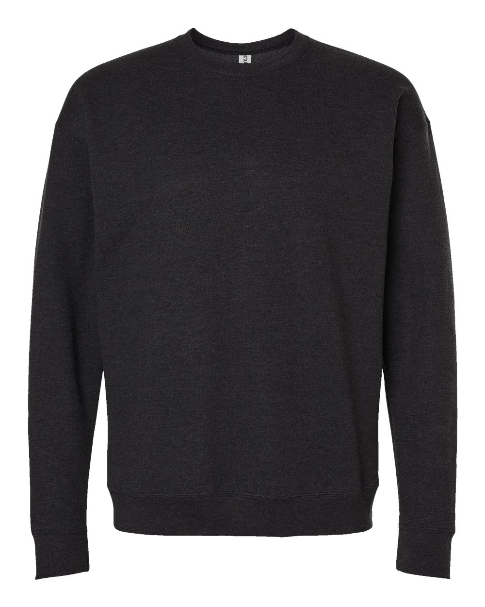 Front View of Heather Graphite Fleece Crewneck Sweatshirt - 340