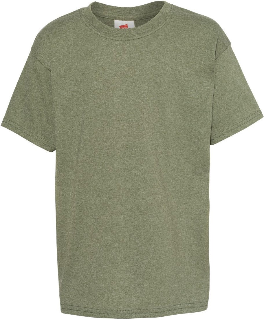 Front View of Heather Green Ecosmart™ Youth T-Shirt - 5370