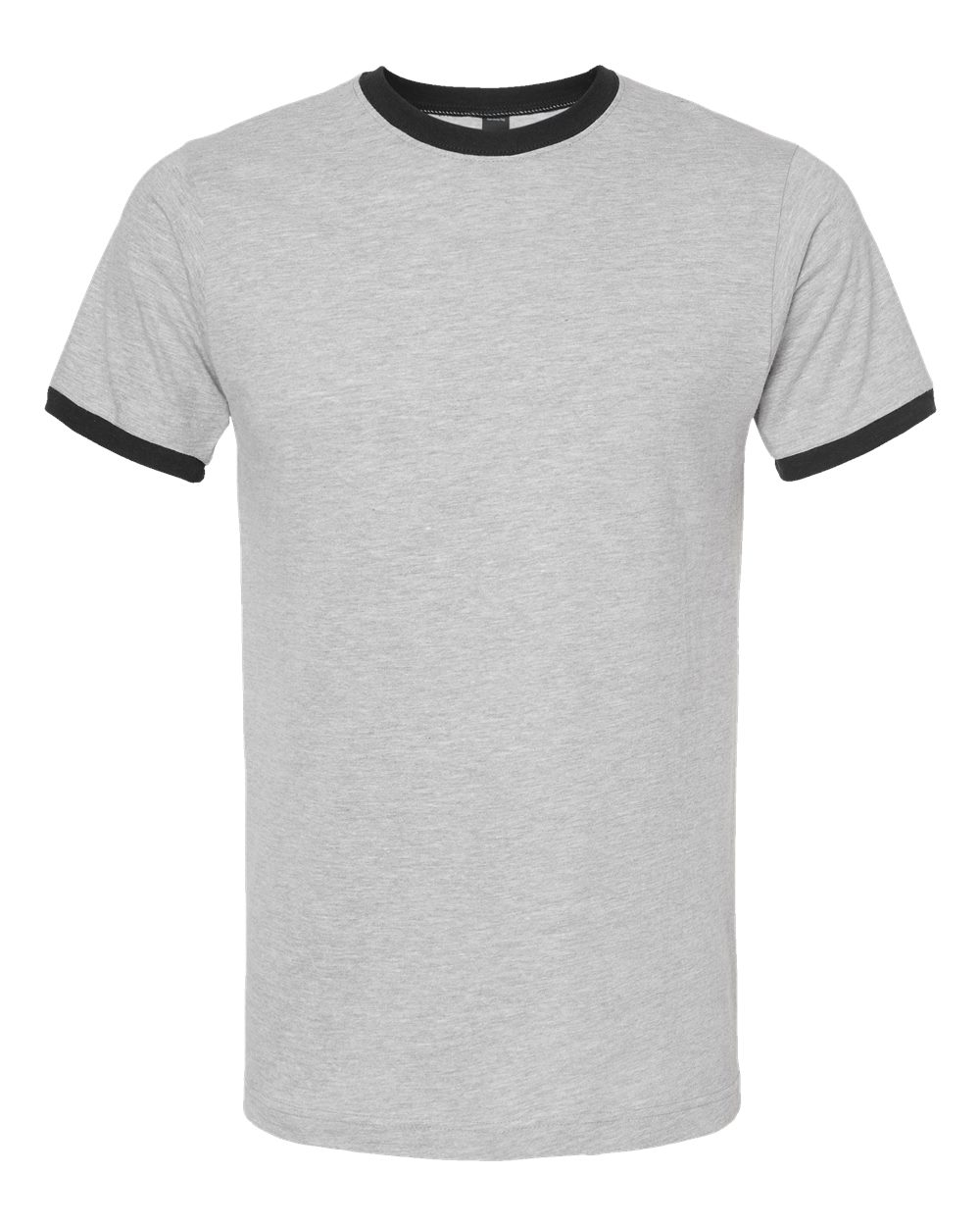 Front View of Heather Grey/ Black Fine Jersey Ringer T-Shirt - 246