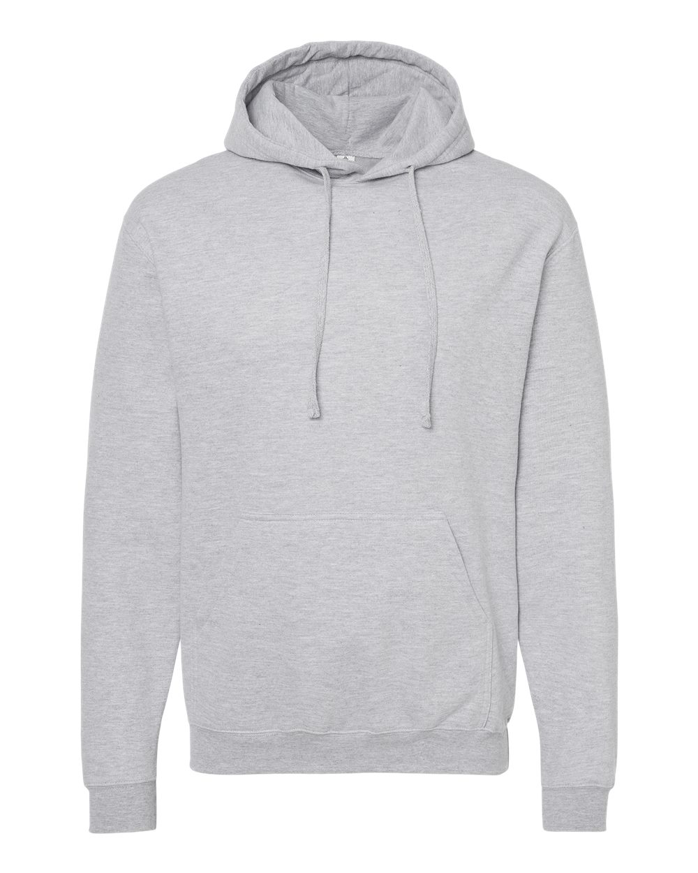 Front View of Heather Grey Fleece Hooded Sweatshirt - 320