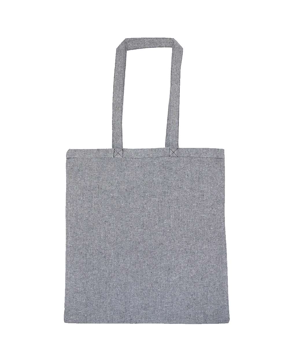 Front View of Heather Grey Lightweight Recycled Canvas Tote Bag with Extended Handle - 8505R