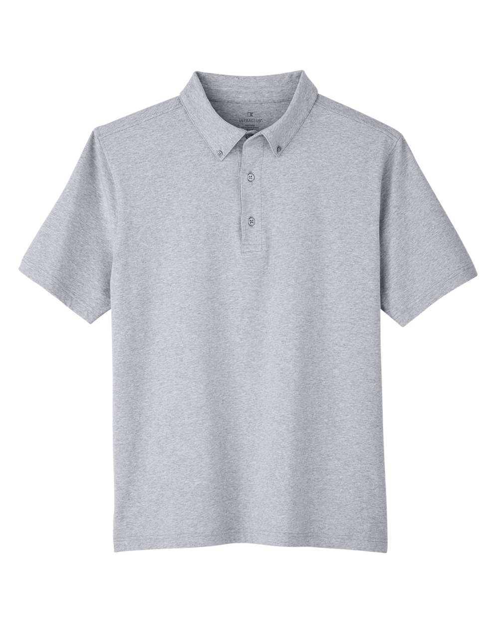 Front View of Heather Grey Men's Lakeshore Stretch Cotton Performance Polo - UC105