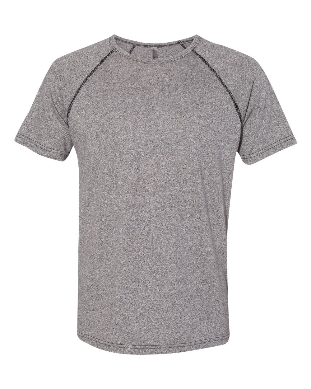 Front View of Heather Grey Mock Twist Raglan T-Shirt - 2050