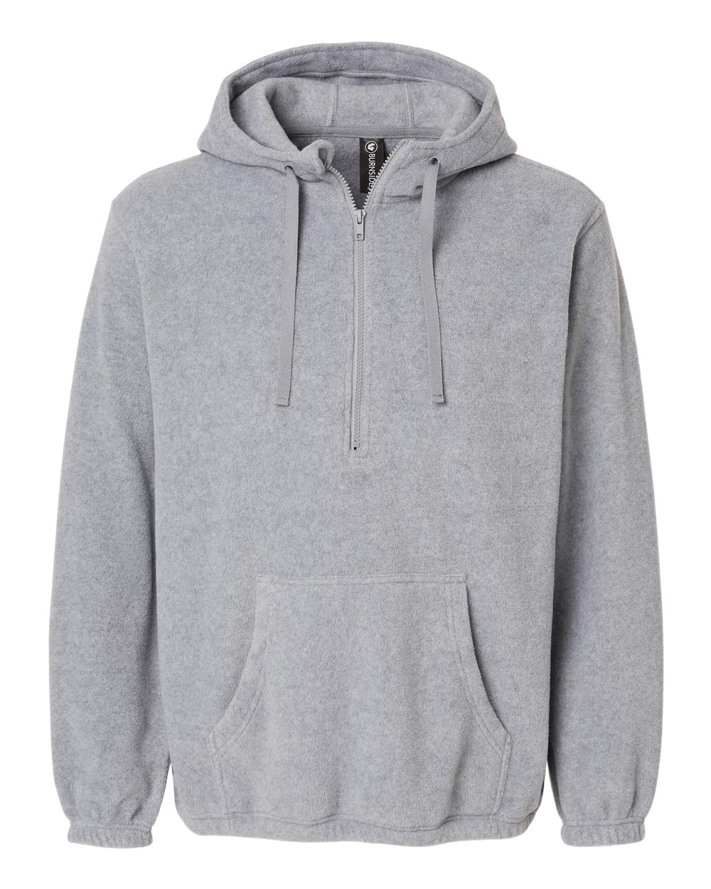 Front View of Heather Grey Polar Fleece Quarter-Zip Hooded Pullover - 3600