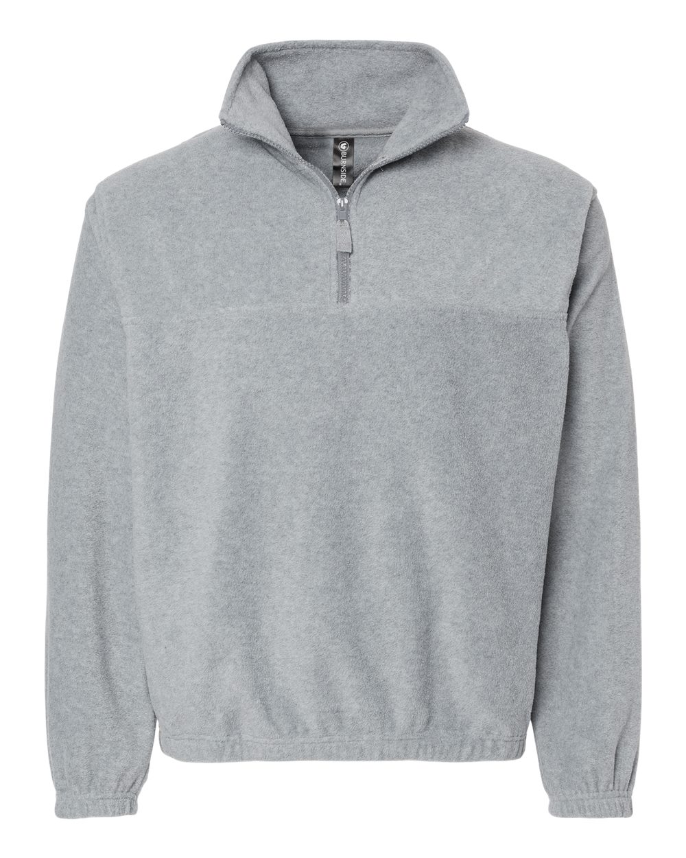 Front View of Heather Grey Polar Fleece Quarter-Zip Pullover - 3052