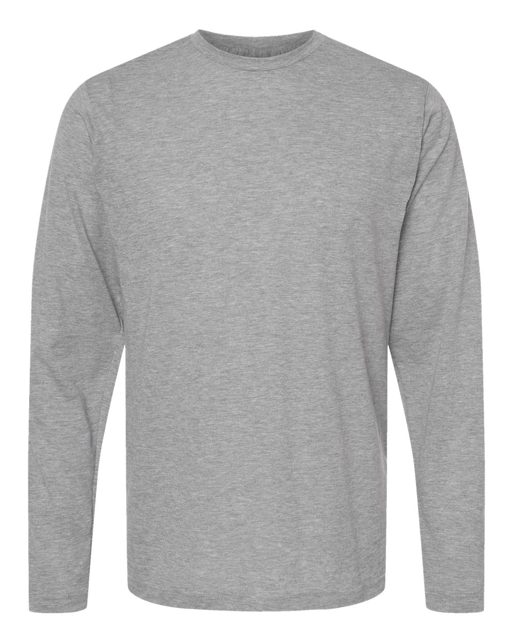 Front View of Heather Grey Poly-Rich Long Sleeve T-Shirt - 242