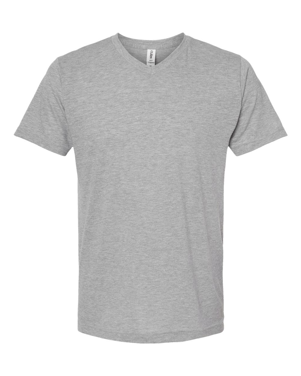 Front View of Heather Grey Poly-Rich V-Neck T-Shirt - 207