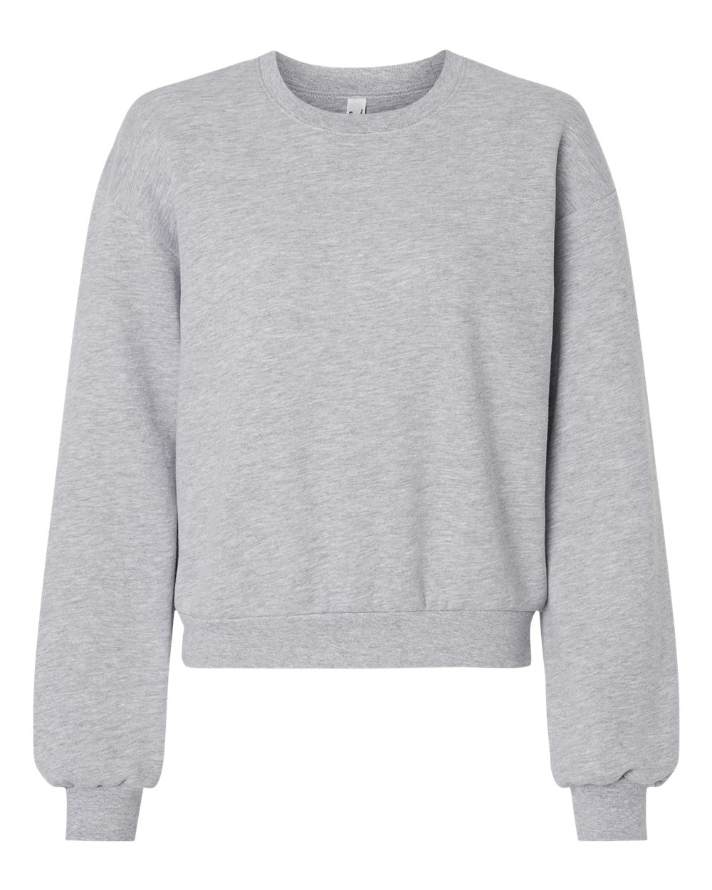 Front View of Heather Grey ReFlex Women&#39;s Fleece Crewneck Sweatshirt - RF494