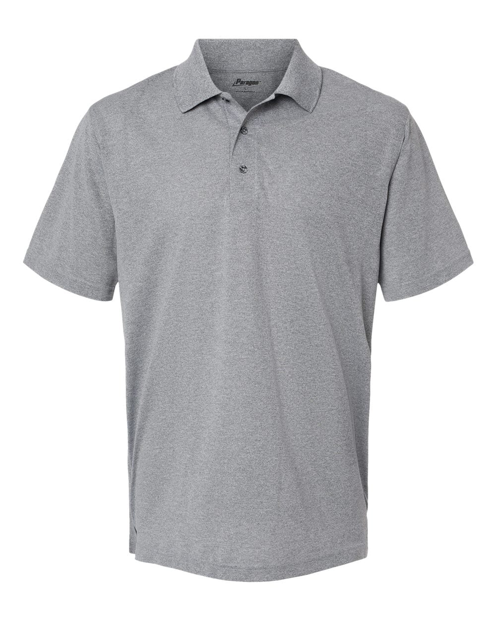 Front View of Heather Grey Saratoga Performance Mini Mesh Polo - 100