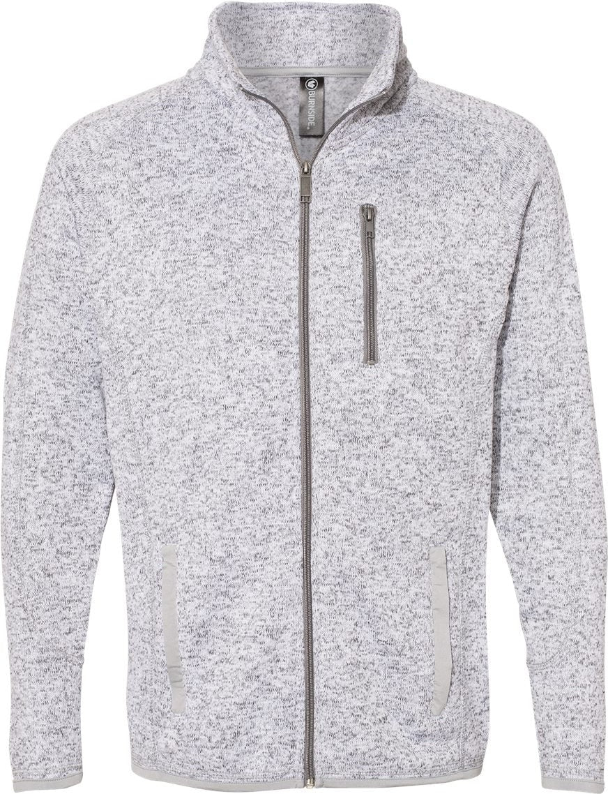 Front View of Heather Grey Sweater Knit Jacket - 3901