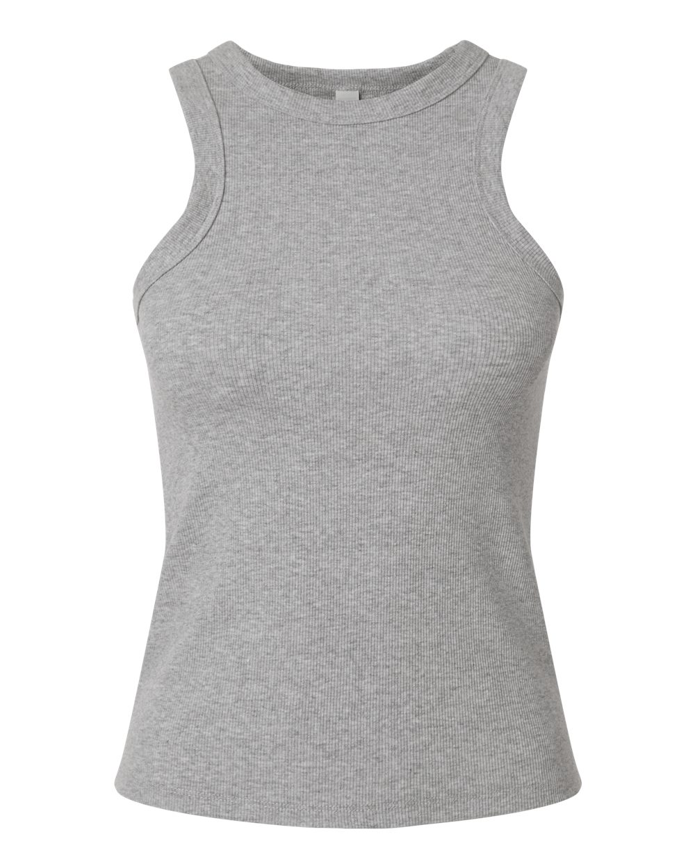 Front View of Heather Grey Women's Baby Rib Tank - BR2101