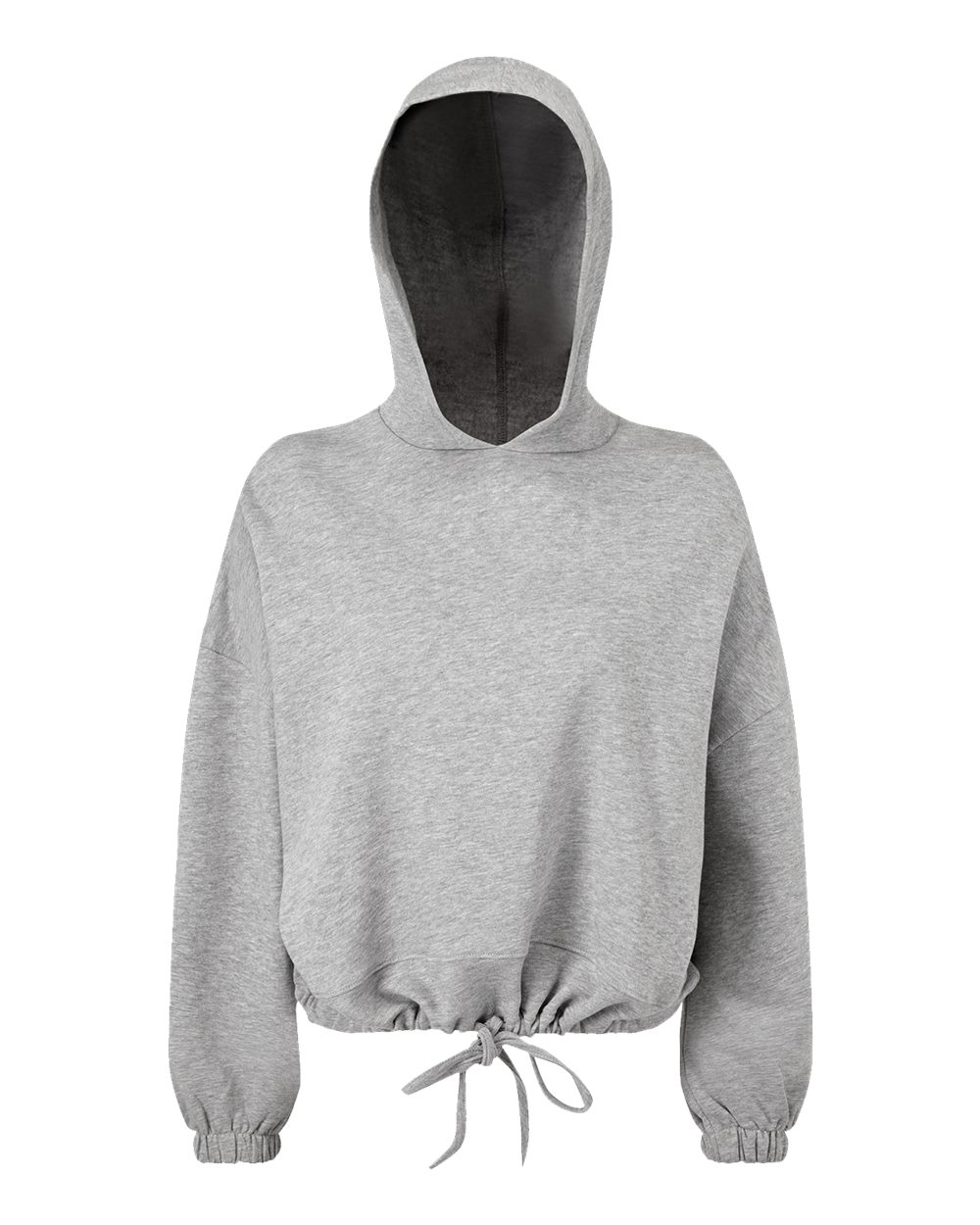Front View of Heather Grey Women&#39;s Cropped Maria Hoodie - TD085