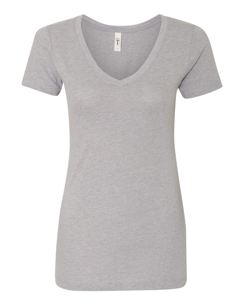 Front View of Heather Grey Women's Ideal V-Neck T-Shirt - 1540