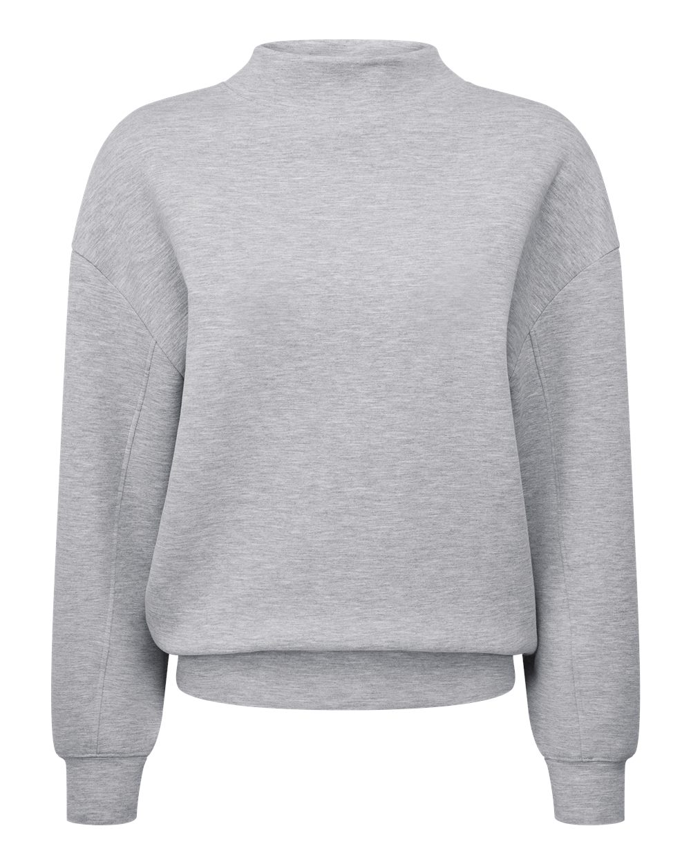 Front View of Heather Grey Women's Luxe Mock Neck Sweatshirt - TD660 plain