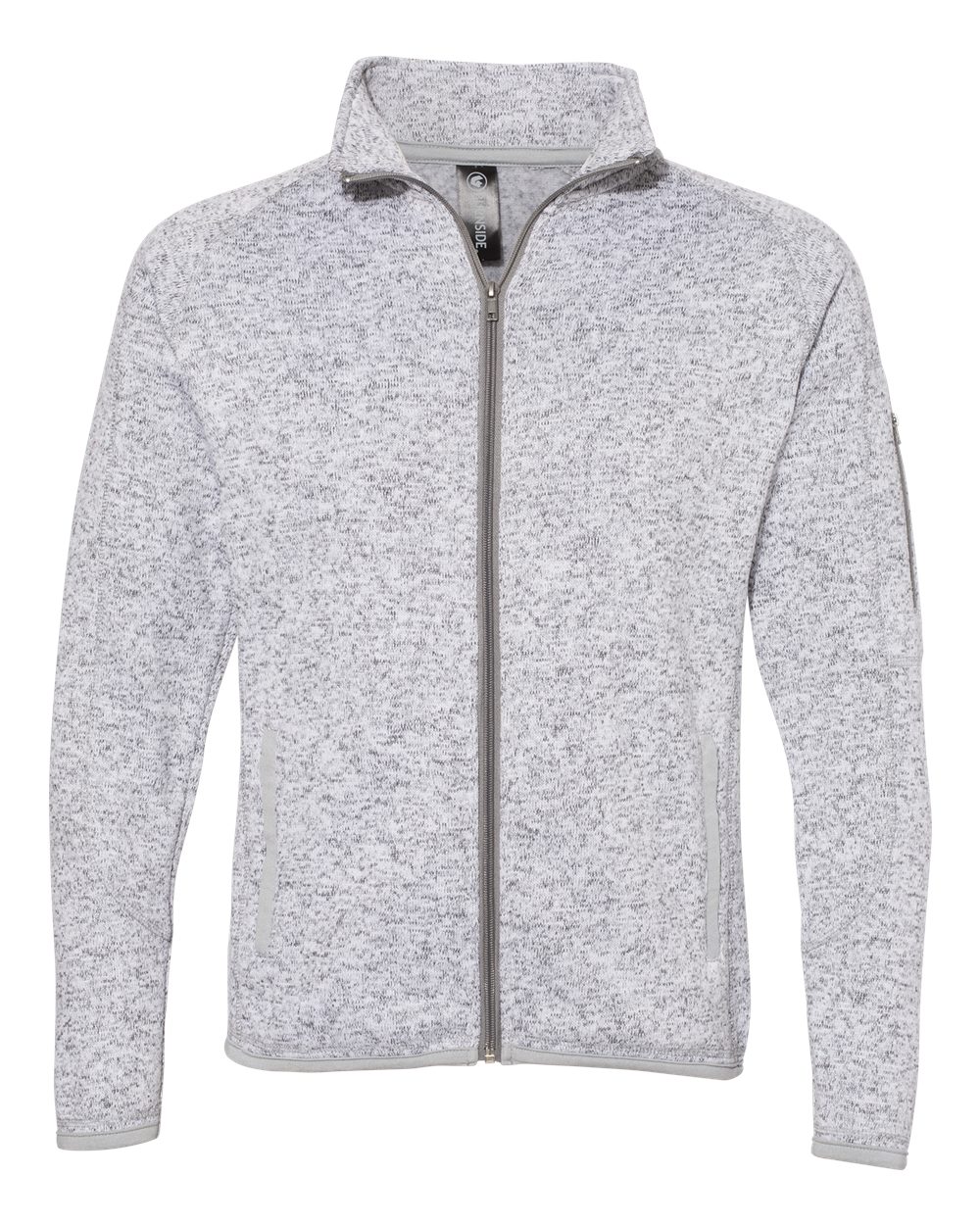 Front View of Heather Grey Women&#39;s Sweater Knit Jacket - 5901