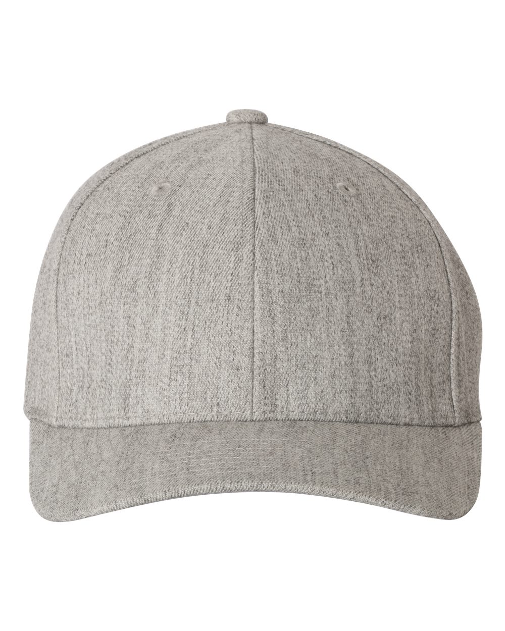 Front View of Heather Grey Wool-Blend Cap - 6477