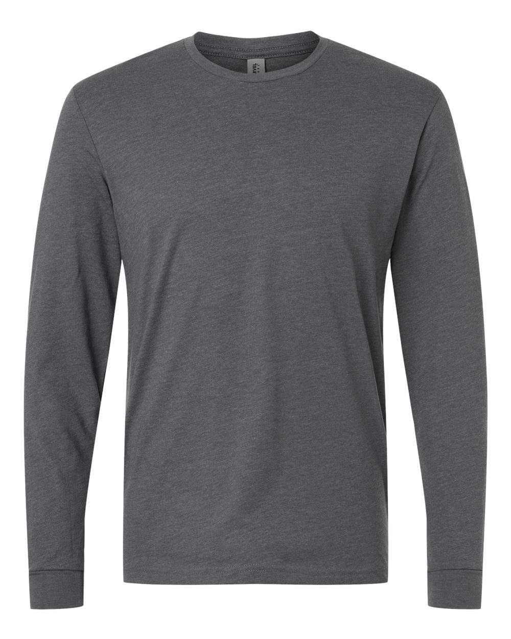 Front View of Heather Heavy Metal CVC Long Sleeve T-Shirt - 6211