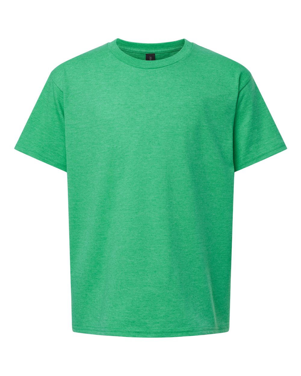 Front View of Heather Irish Green Light Cotton Youth T-Shirt - 3000B